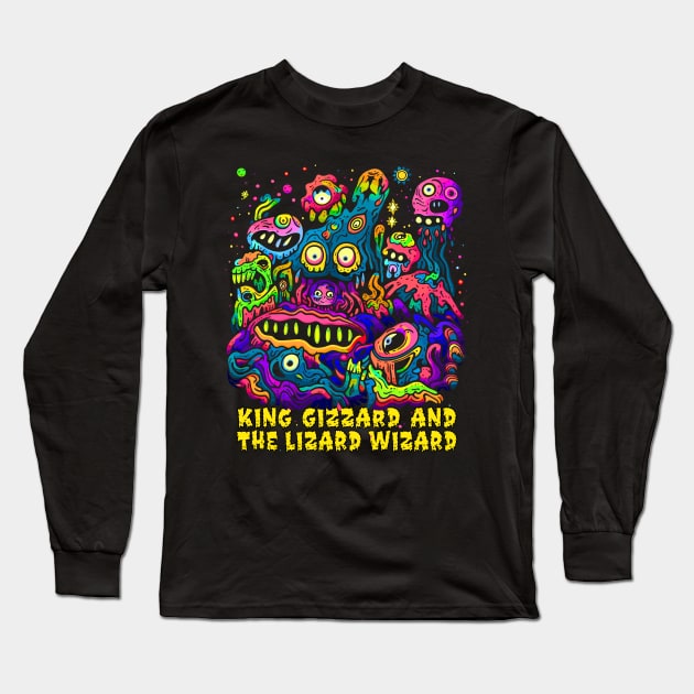 King Gizzard & The Lizard Wizard - Original Fan Art Long Sleeve T-Shirt by unknown_pleasures